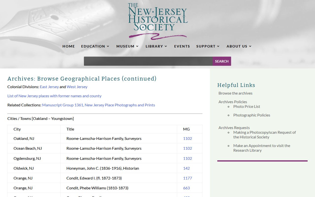 Orange city directory companion holdings at the New Jersey Historical Society