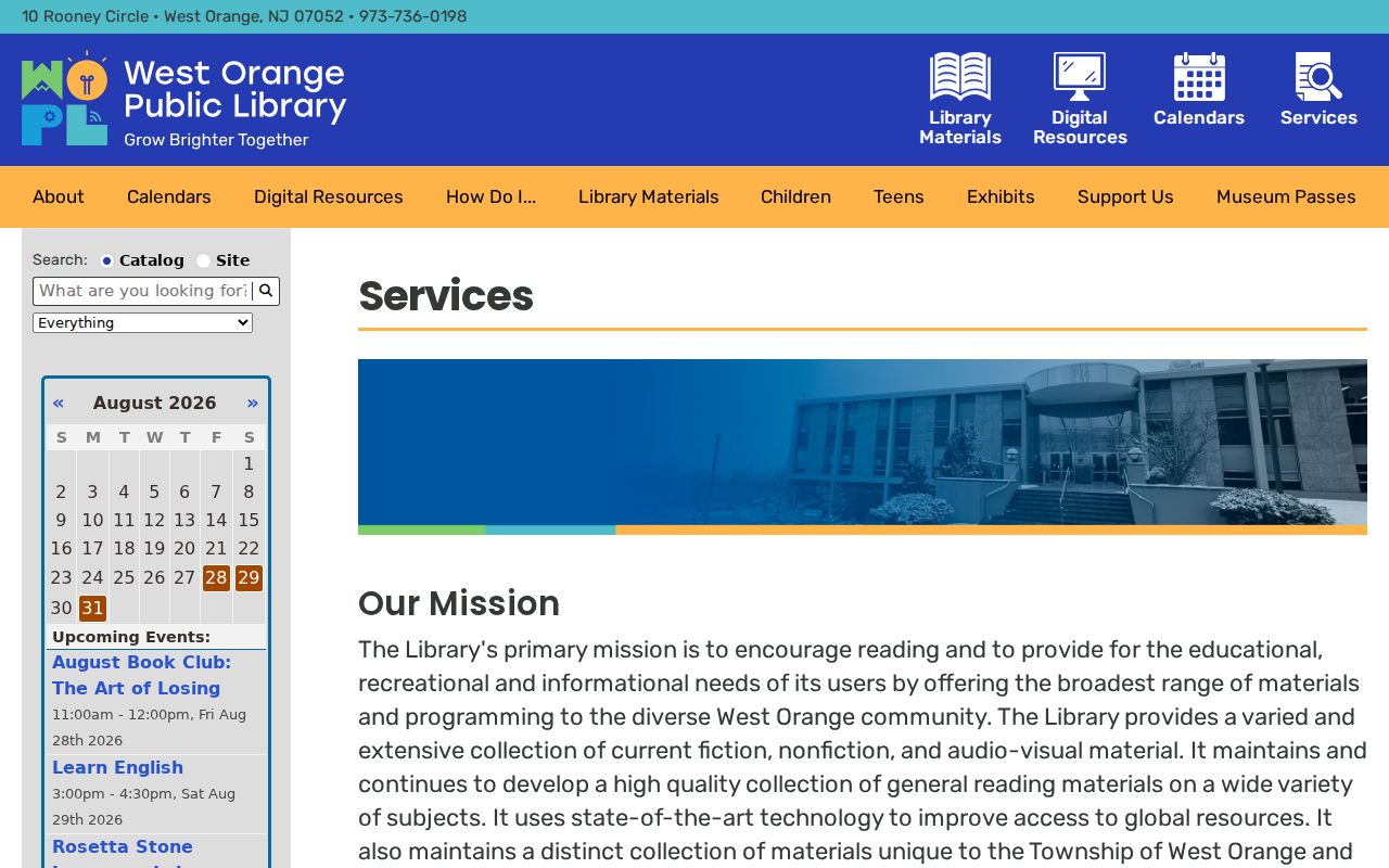 Orange previous residents West Orange Public Library local-interest services