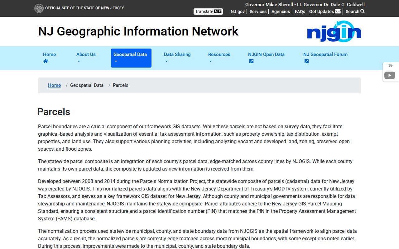 Orange street directory NJGIN parcel viewer page